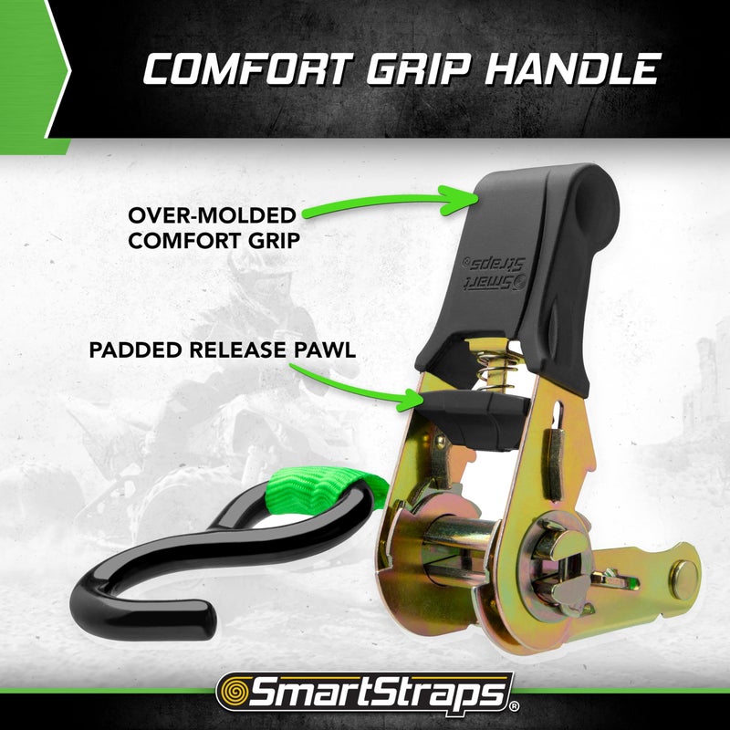 SmartStraps Ratchet Straps - 6ft GRN Padded Ratchet 2pk 1,500lb , green -SMAR138 - Image 2